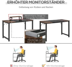 HOMCOM Computertisch Schreibtisch PC Tisch Bürotisch Industriestil Spanplatte Metall Rustikales Braun+Schwarz 120 X 60 X 73,5 Cm 14 HOMCOM Computertisch Schreibtisch PC Tisch Bürotisch Industriestil Spanplatte Metall Rustikales Braun+Schwarz 120 X 60 X 73,5 Cm -Homcom efa1f75939c74725173b27e71a01f760
