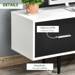 HOMCOM Fernsehtisch Fernsehschrank Mit Schubladen Regale Für 60'' Fernseher TV-Board Wohnzimmer Schlafzimmer Spanplatte Metallbeine Weiß 140 X 30 X 42 Cm -Homcom f0f43c4747d73408c008891772cd1820