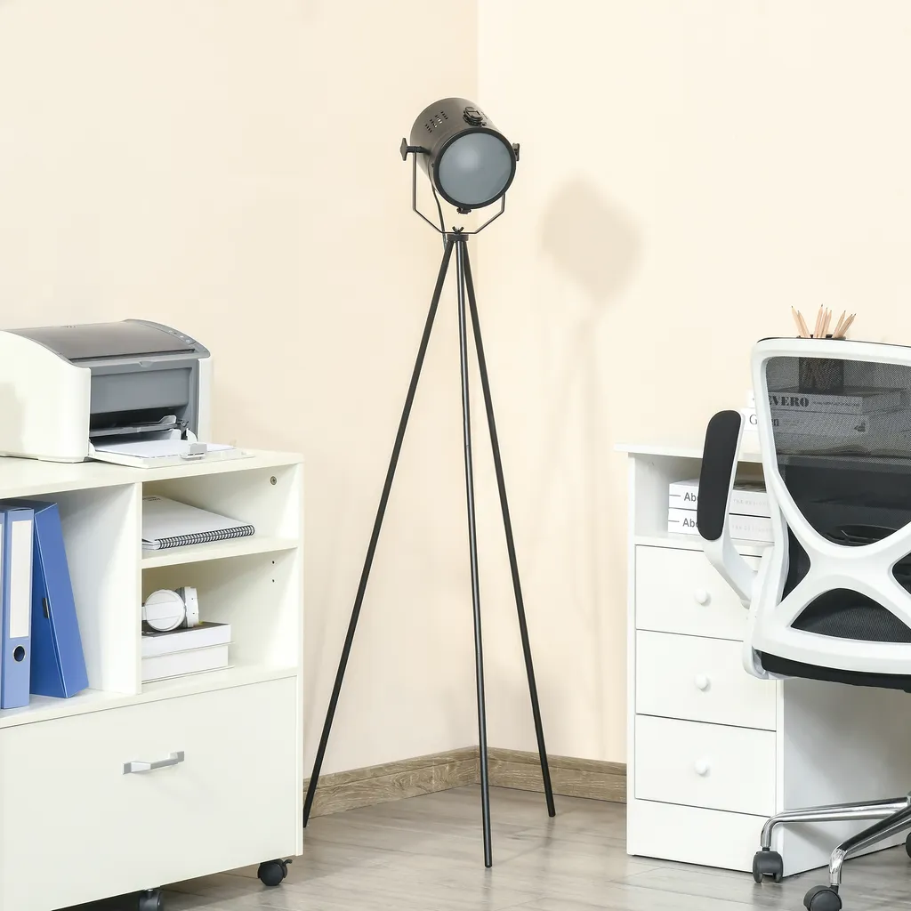 HOMCOM Stehlampe Vintage Design Standleuchte Retrodesign Tripod Stehleuchte Mit Ø15,5 Cm Lampenschirm 25W Für Schlafzimmer Esszimmer Sockel E27 Metall Schwarz Ø58 X 136 Cm 4 HOMCOM Stehlampe Vintage Design Standleuchte Retrodesign Tripod Stehleuchte Mit Ø15,5 Cm Lampenschirm 25W Für Schlafzimmer Esszimmer Sockel E27 Metall Schwarz Ø58 X 136 Cm – Bild 2