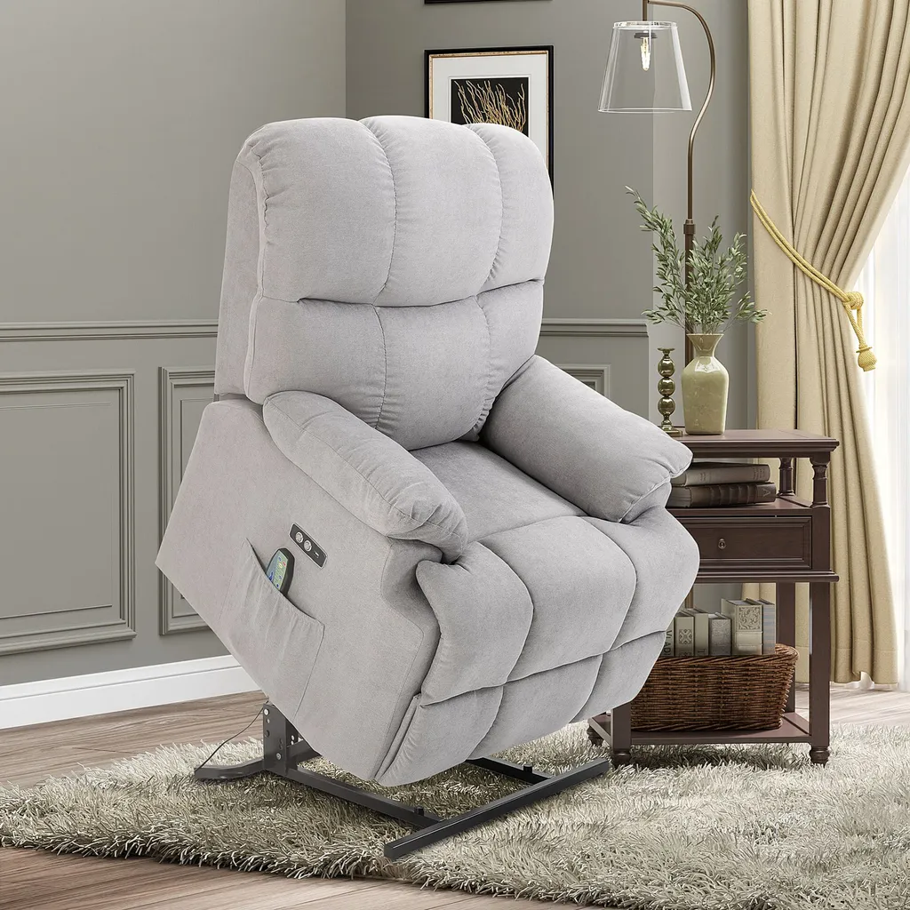 HOMCOM Massagesessel Aufstehhilfe Elektrischer Relaxsessel Mit Wärmefunktion Verstellbarer Winkel USB Fernbedienung Kurzplüsch Grau 83 X 95 X 105 Cm 4 HOMCOM Massagesessel Aufstehhilfe Elektrischer Relaxsessel Mit Wärmefunktion Verstellbarer Winkel USB Fernbedienung Kurzplüsch Grau 83 X 95 X 105 Cm – Bild 2