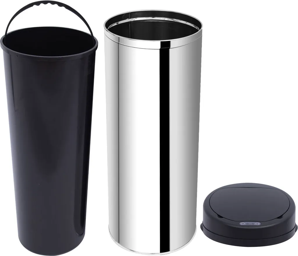 HOMCOM Edelstahl Automatik Sensor Mülleimer Abfalleimer IR Sensor Mit/ohne Inneneimer Rund 50 L 7 HOMCOM Edelstahl Automatik Sensor Mülleimer Abfalleimer IR Sensor Mit/ohne Inneneimer Rund 50 L – Bild 5