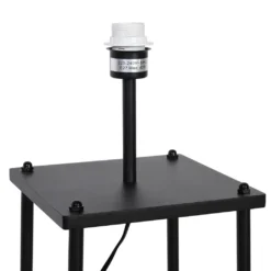 HOMCOM Stehlampe Mit 3 Regalen, Stehleuchte, Polyester, Baumwolle, Metall, Schwarz, 34,5 X 34,5 X 150 Cm -Homcom f5cf4b275ed6c0ab6de4936ed704d134