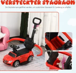 HOMCOM Rutschauto Rutscher Kinderauto Von Mercedes Benz Kinderfahrzeug Schub- Und Haltestange Mit Rückenlehne / Schutzbügel, Lauflernhilfe Für Babys 12-36 Monate (Rot) -Homcom f8764ae692fc1673725d8b624cba1cda