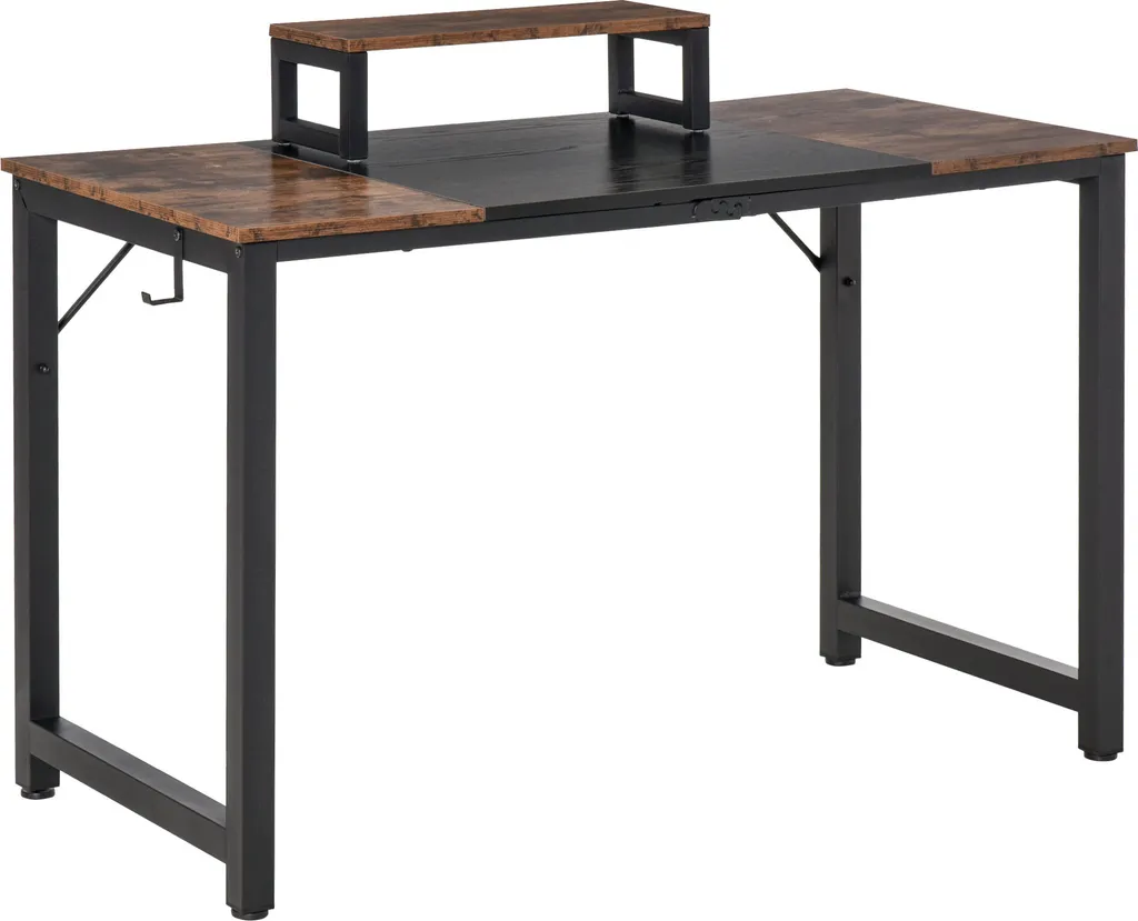 HOMCOM Computertisch Schreibtisch PC Tisch Bürotisch Industriestil Spanplatte Metall Rustikales Braun+Schwarz 120 X 60 X 73,5 Cm 3 HOMCOM Computertisch Schreibtisch PC Tisch Bürotisch Industriestil Spanplatte Metall Rustikales Braun+Schwarz 120 X 60 X 73,5 Cm