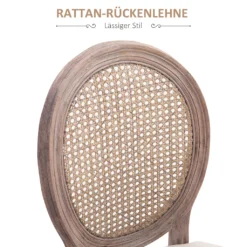 HOMCOM Esszimmerstuhl Küchenstuhl Polsterstuhl In Leinen-Optik Wohnzimmerstuhl Mit Rückenlehne Aus Rattan Vintage Retro Beige 50 X 54,5 X 97 Cm -Homcom f9593175dba2cd818113a28a409bfd81