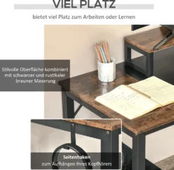 HOMCOM Computertisch Schreibtisch PC Tisch Bürotisch Industriestil Spanplatte Metall Rustikales Braun+Schwarz 120 X 60 X 73,5 Cm 13 HOMCOM Computertisch Schreibtisch PC Tisch Bürotisch Industriestil Spanplatte Metall Rustikales Braun+Schwarz 120 X 60 X 73,5 Cm -Homcom fa817b999b9226f72a4795d45341b552