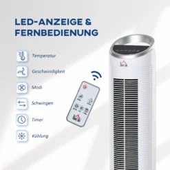 HOMCOM Luftkühler Mit Wasserkühlung Fernbedienung Turmventilator Standventilator Mit Luftbefeuchtung Klimagerät 8h Timer Nutzungsraum 20㎡ 60W ABS Weiß Ø30 X 100,8H Cm -Homcom faec22d62e6ab7c4b65e0c4b1fbaee6a