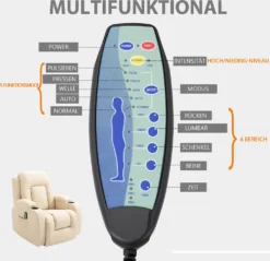 HOMCOM Massagesessel Fernsehsessel Relaxsessel TV Sessel Wärmefunktion Wippenfunktion Mit Fernbedienung Liegefunktion Cremeweiß 85 X 94 X 104 Cm -Homcom fb567225ea15a1c483e6af5bbef7886f