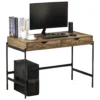 HOMCOM Computertisch Industriestil Schreibtisch Bürotisch Mit Schubladen Home-Office Tisch MDF Metall Braun+Schwarz 110 X 55 X 75 Cm -Homcom fbe1690b2a845fc99560cd92545051c4
