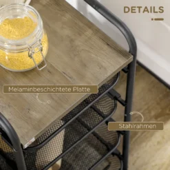 HOMCOM Rollwagen, Küchenwagen Mit 4 Körben, Aufbewahrungsregal Mit Rollen, Haushaltregal, Servierwagen Für Schlafzimmer, Wohnzimmer, Stahl, Schwarz, 41,5 X 31 X 66 Cm -Homcom fccba2f4ec9b0dd7f92e7fdbb138b061