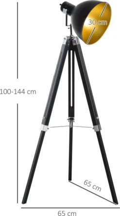 HOMCOM Stehleuchte Stehlampe Standlampe Höhenverstellbar H152cm E27 Kiefer Gold L65xB65xH152cm -Homcom fd274b746005d1d64ceeeeddbad783aa