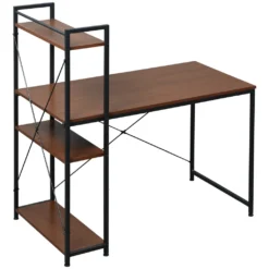 HOMCOM Schreibtisch Computertisch Arbeitstisch Bürotisch Mit Regal Schwarz 120x64x121cm