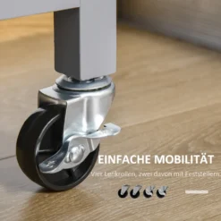 HOMCOM Küchenwagen Rollbar Servierwagen Standregal Küchentrolley Schrank Mit Schublade Bodenregal Handtuchhalter Für Küche Esszimmer Gummiholz MDF Grau+Natur 108 X 45 X 89 Cm -Homcom ff883e6eaa9f65706ea9e9de72bcb229